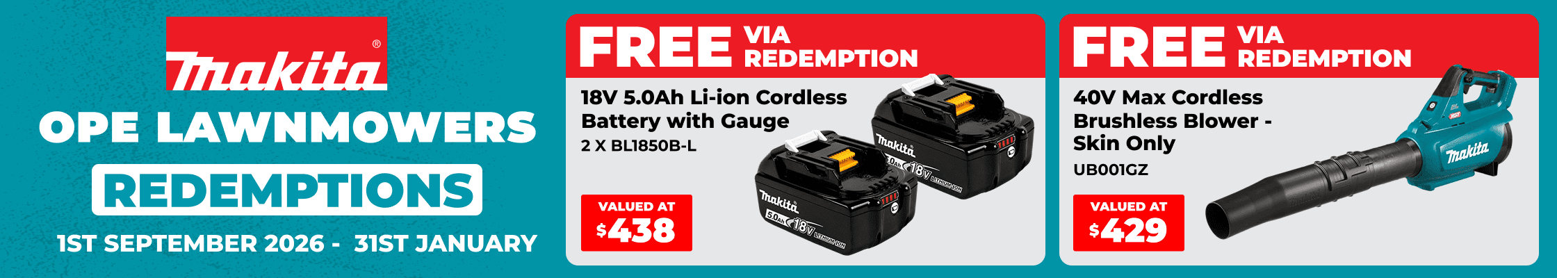 Makita Outdoor Power Equipment Redemption promotion
