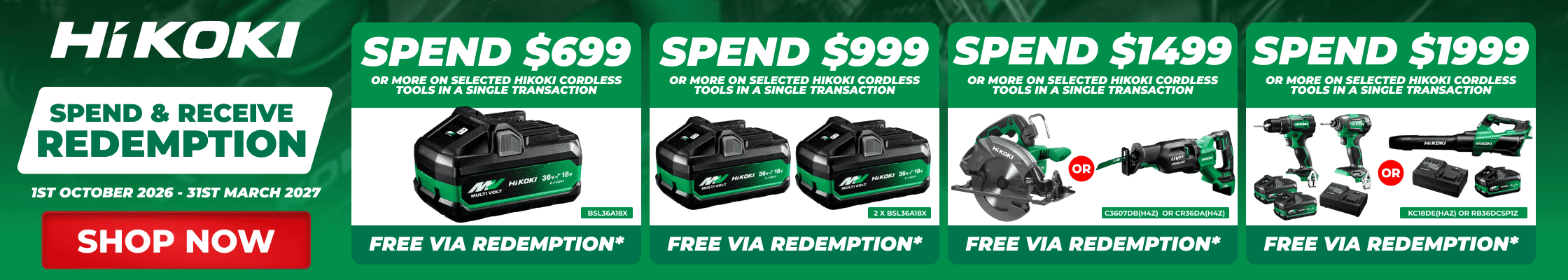 Hikoki Spend & Receive promotion