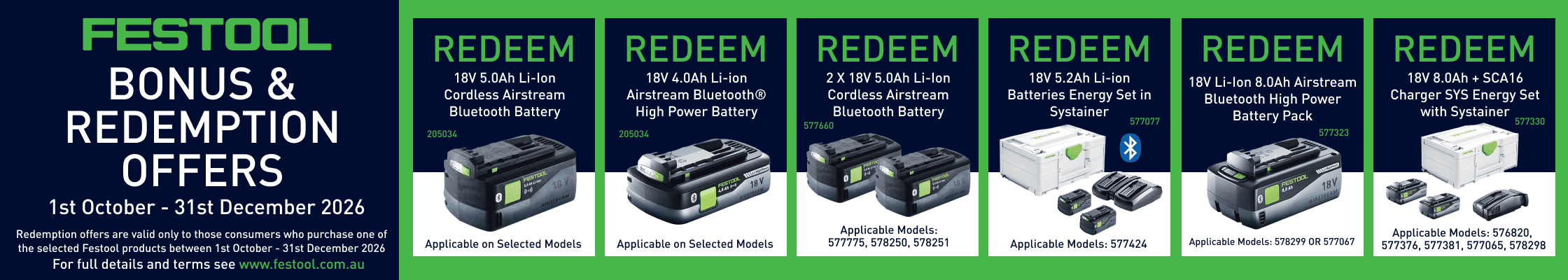 Festool Q4 Redemptions - 1st October - 31st December 2026