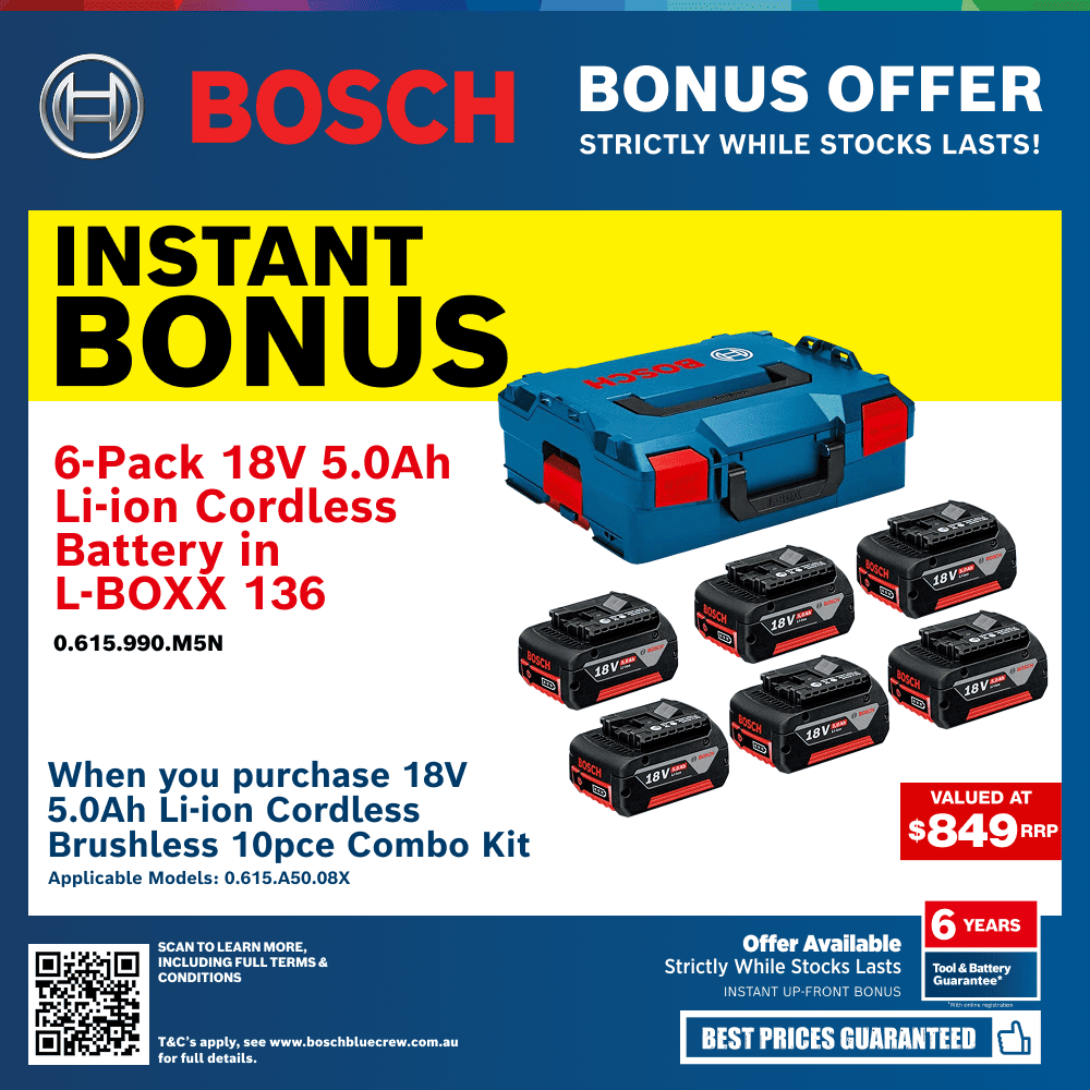 Bosch 0.615.A50.08X 18V 5.0Ah Li-ion Cordless Brushless 10pce Combo Kit – image 3