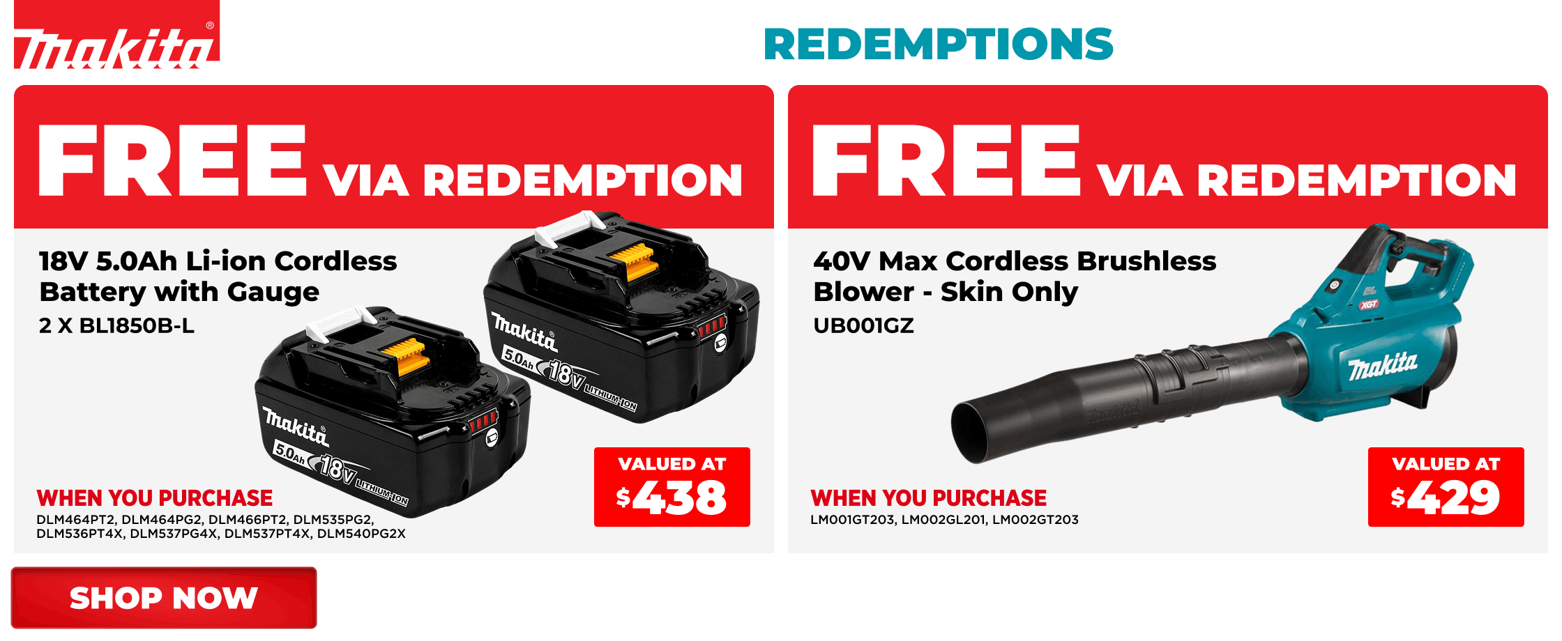 Makita - Redemption offers - 1st September 2026 - 31st January 2027