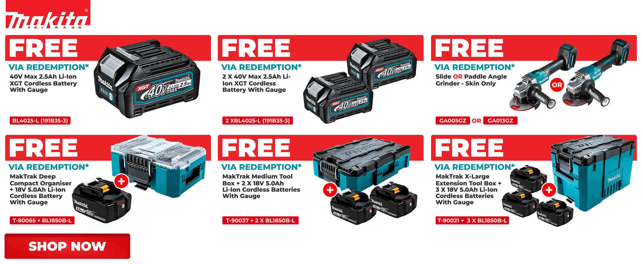 Makita Q4 Redemptions - 1st October 2026 - 31st January 2027