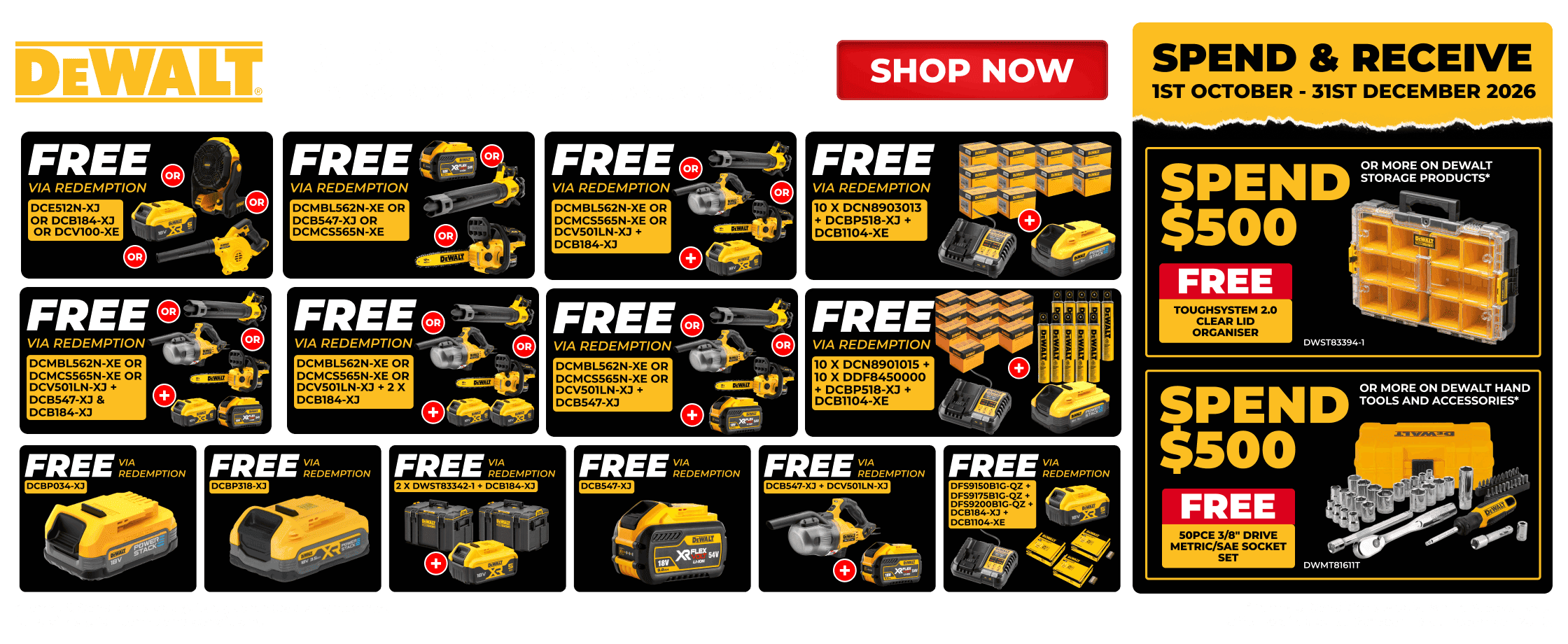 Dewalt Q4 Redemptions - 1st October 2026 - 31st January 2027