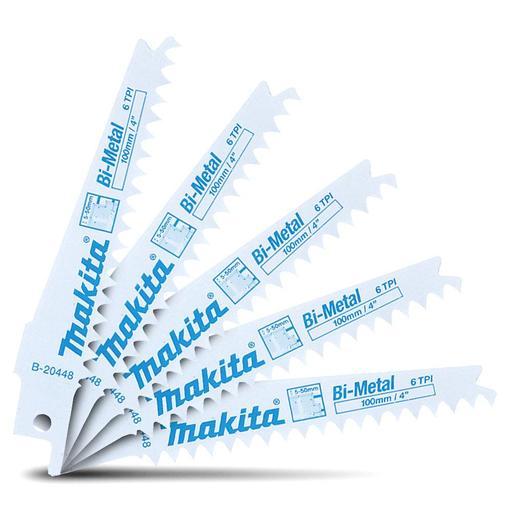 Makita B-20448 5-Pack 100mm 6TPI Bi-Metal Reciprocating Blades for Plasterboard