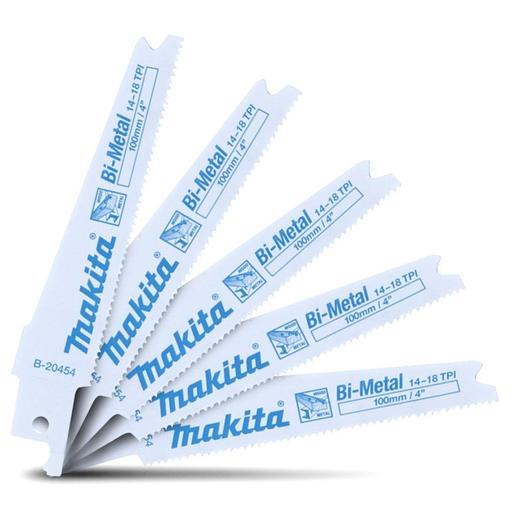 Makita B-20454 5-Pack 100mm 14-18TPI Bi-Metal Universal Reciprocating Blades for Multi Material