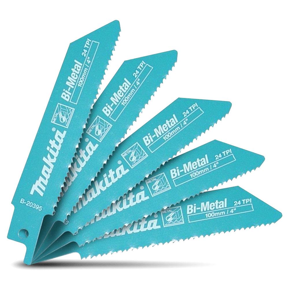 Makita B-20395 5-Pack 100mm 24TPI Bi-Metal Reciprocating Blades for Metal – image 1
