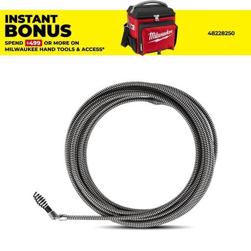Milwaukee 48532574 6.4mm x 7.6m Inner Core Drop Head Cable to suit M12BDC8-0C Drain Snake