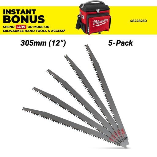 Milwaukee 48471303 (48001303) 5-Pack 300mm (12") 5TPI Pruning Sawzall Blades