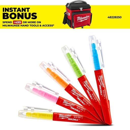 Milwaukee 48223206 5-Pack INKZALL Multi-Coloured Highlighters Pens