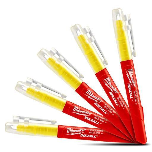 Milwaukee 48223201 5-Pack INKZALL Yellow Highlighters Pens – image 2