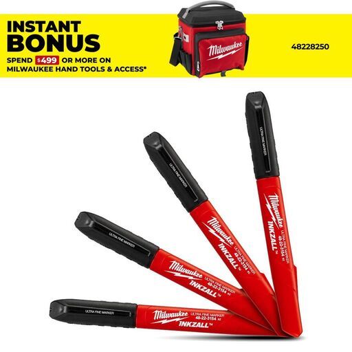Milwaukee 48223154 4-Pack INKZALL Black Ultra Fine Point Markers Pens
