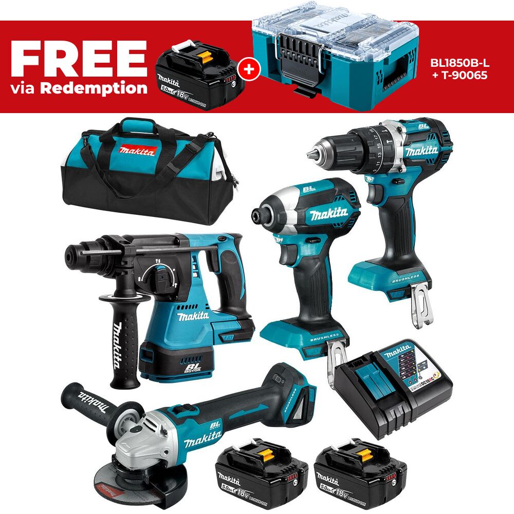 Makita DLX4102T 18V 5.0Ah Li-ion Cordless Brushless 4pce Combo Kit – image 1