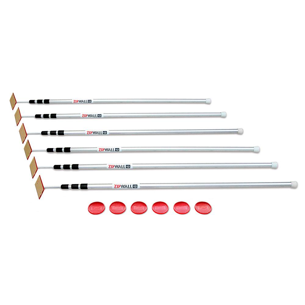 Zipwall ZW96 (SLP6) 12ft Spring Loaded Barrier System - 6 Pack