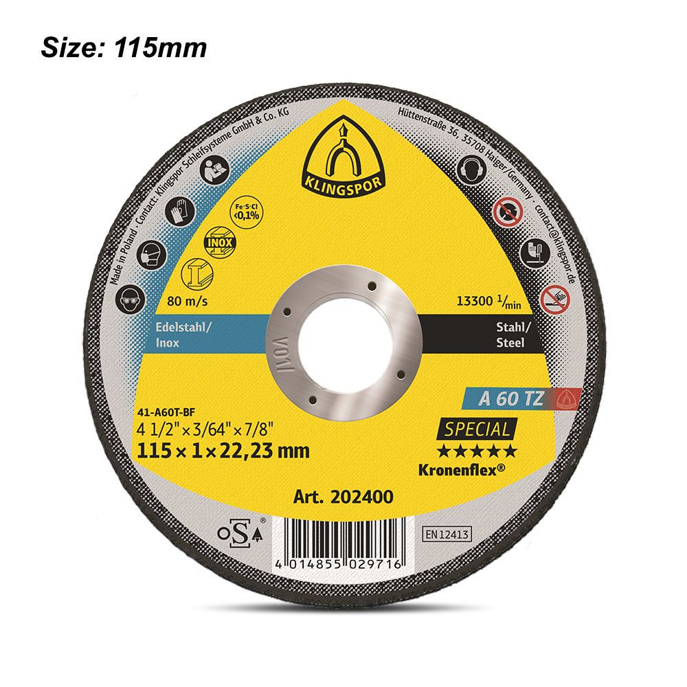 Klingspor 202400 115mm A60 TZ Special Cut Off Wheel – image 1