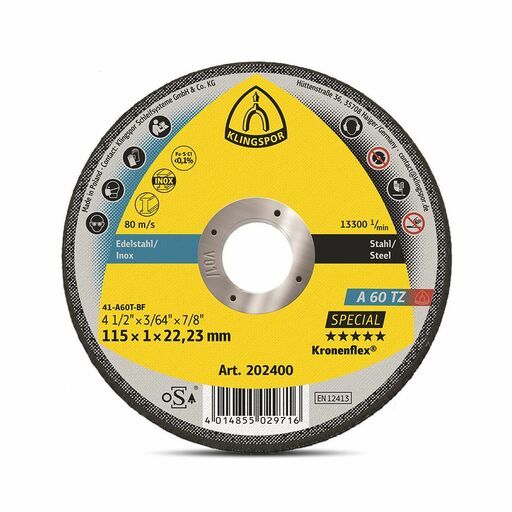 Klingspor 202400 115mm A60 TZ Special Cut Off Wheel – image 2