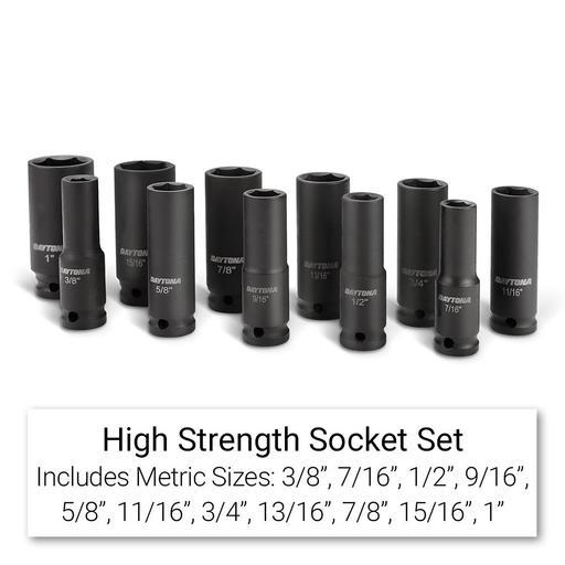 Daytona XTO12I 11pce 1/2" Drive Deep Impact 3/8"-1" Imperial Socket Set – image 3