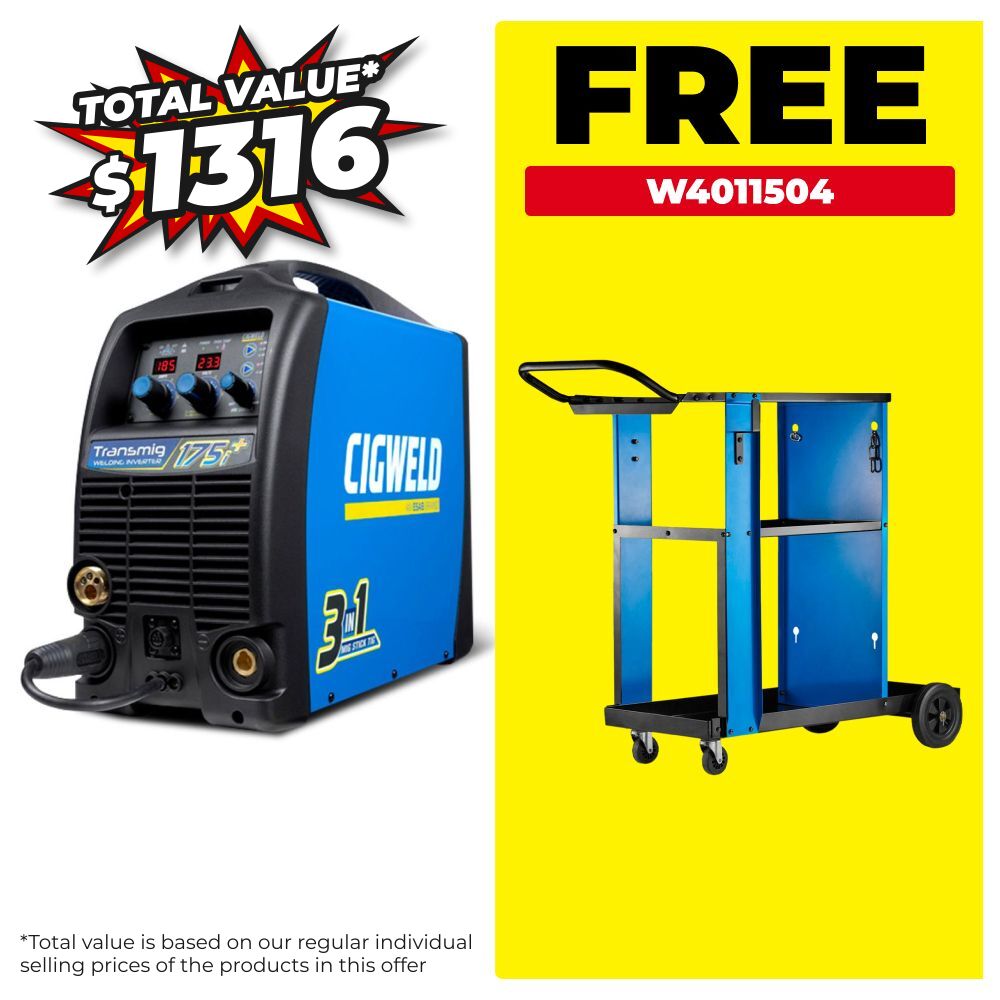 Cigweld W1005185 Transmig 175i+ 3-In-1 Multi Process Inverter Welder – image 1