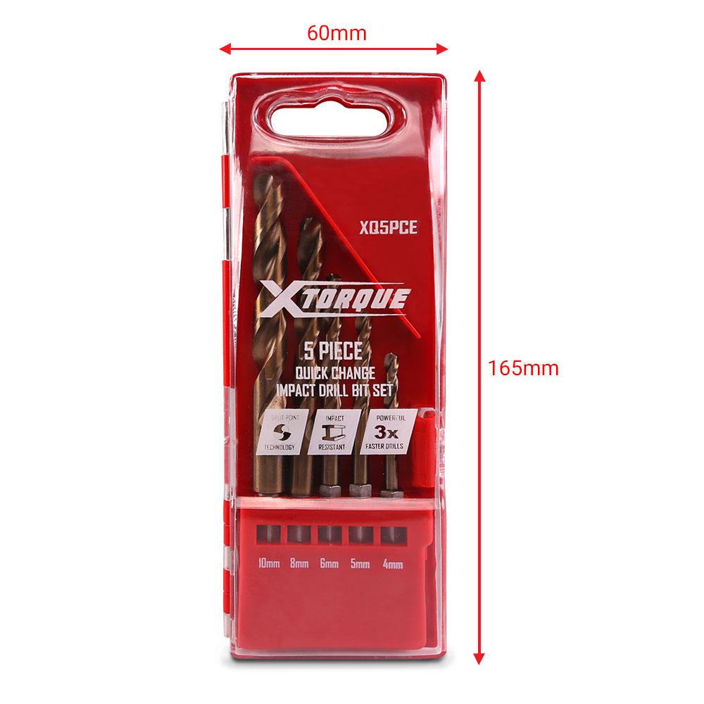Xtorque XQ5PCE 5pce HSS Cobalt Quick Change Impact Drill Bit Set – image 5