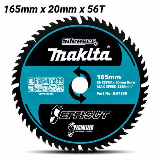 Makita B-57358 165mm x 20mm x 56T Efficut Wood TCT Saw Blade