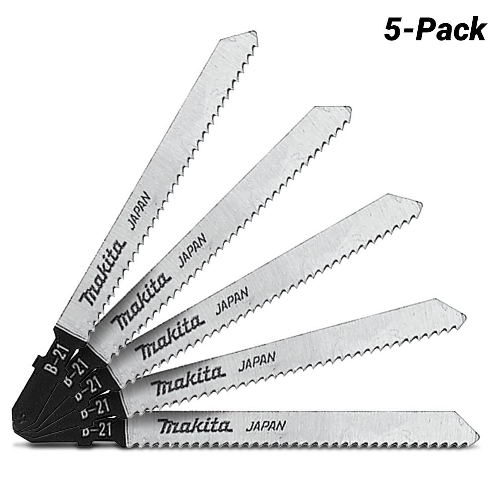 Makita A-85721 5-Pack 73mm x 12TPI HSS Jigsaw Blade Bayonet B-21 for Cutting Aluminium & PVC – image 1