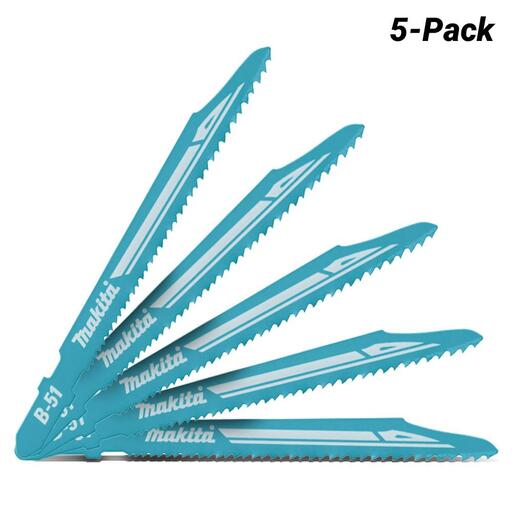 Makita B-06476 5-Pack 75mm Super Express Jigsaw Blade B-51 for Cutting Wood & PVC