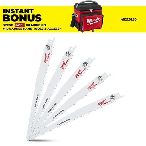 Milwaukee 48005016 SAWZALL® 230mm 6 TPI Super Sharp Reciprocating Saw Blade - 5 Pack