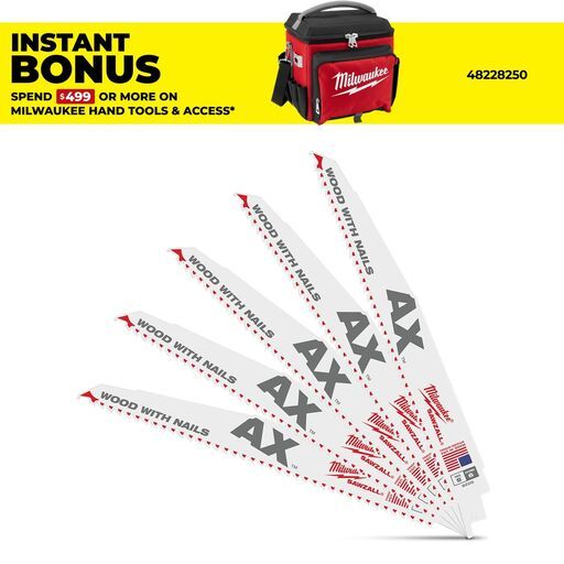 Milwaukee 48475026 (48005026) 5-Pack 230mm (9") 5TPI SAWZALL The AX Blades