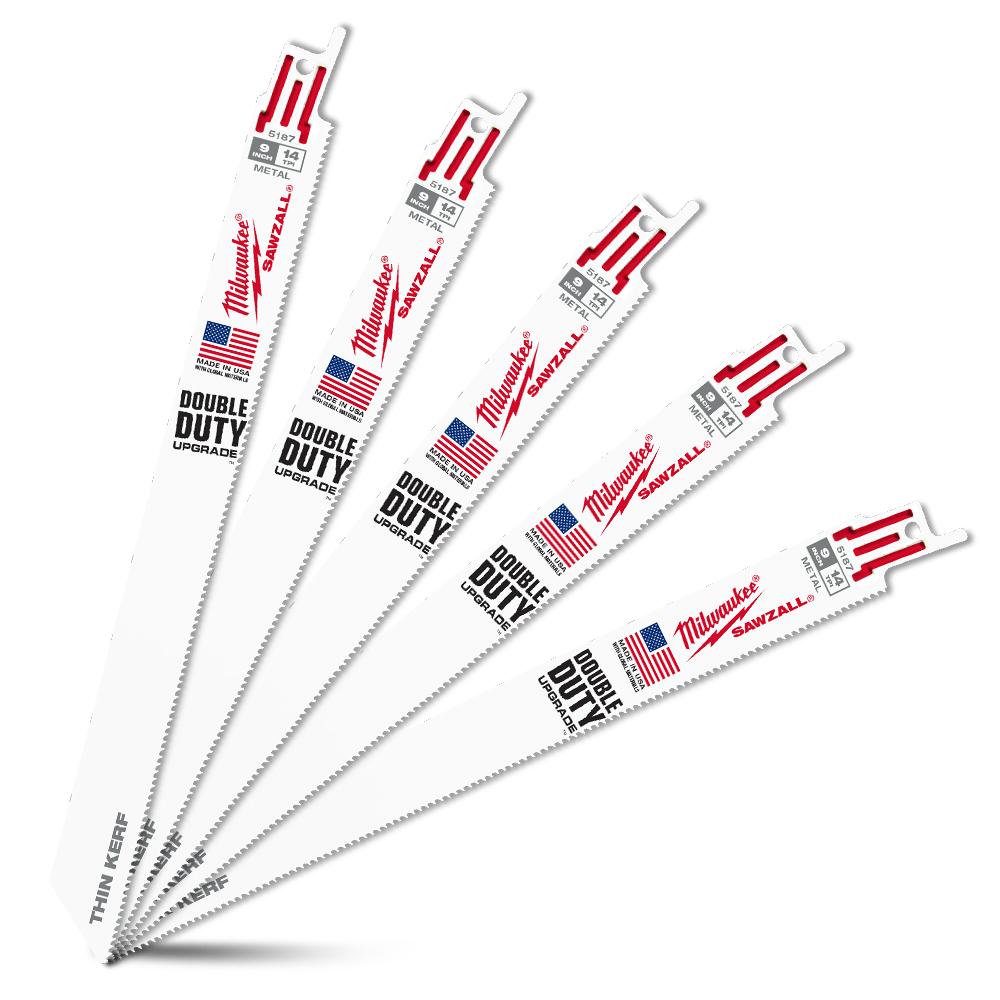 Milwaukee 48475187 (48005187) SAWZALL® 230mm 14 TPI Thin Kerf Reciprocating Saw Blades - 5 Pack – image 2