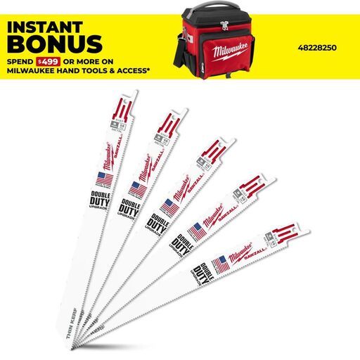 Milwaukee 48475187 (48005187) SAWZALL® 230mm 14 TPI Thin Kerf Reciprocating Saw Blades - 5 Pack
