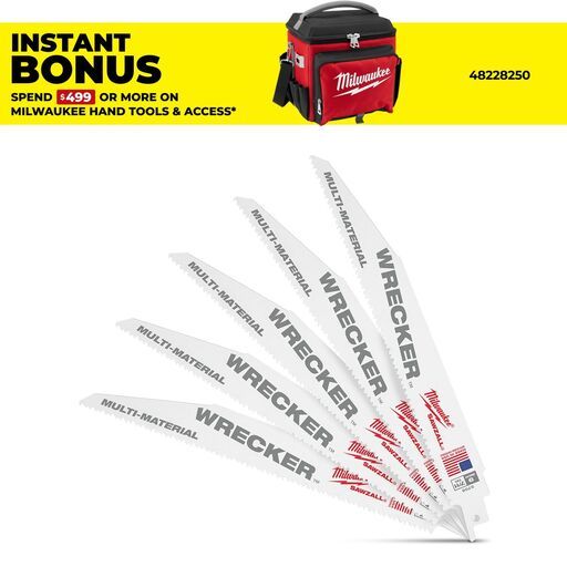 Milwaukee 48475706 (48005706) 5-Pack 230mm 9" 7/11 TPI SAWZALL The WRECKER Demolition Blades