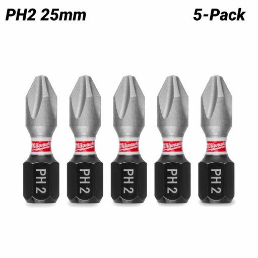 Milwaukee 48324601 5-Pack SHOCKWAVE™ PH2 25mm Insert Bits – image 2