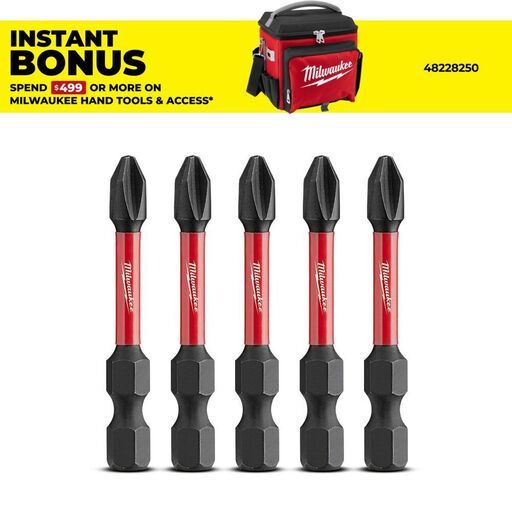 Milwaukee 48324602 5-Pack SHOCKWAVE™ PH2 50mm (2") Power Bit