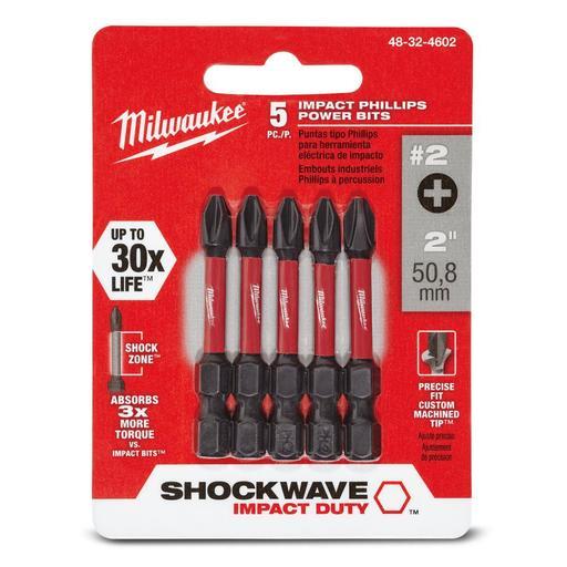 Milwaukee 48324602 5-Pack SHOCKWAVE™ PH2 50mm (2") Power Bit – image 4