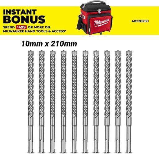 Milwaukee 4932352048 10-Pack 10mm x 210mm SDS-Plus MX4