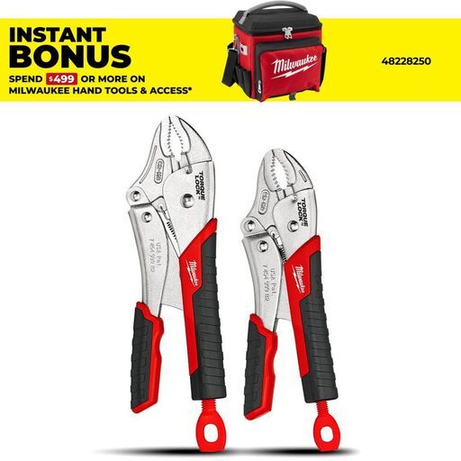Milwaukee 48223402 2-Pack Torque Lock Curved Jaw Locking Pliers Set