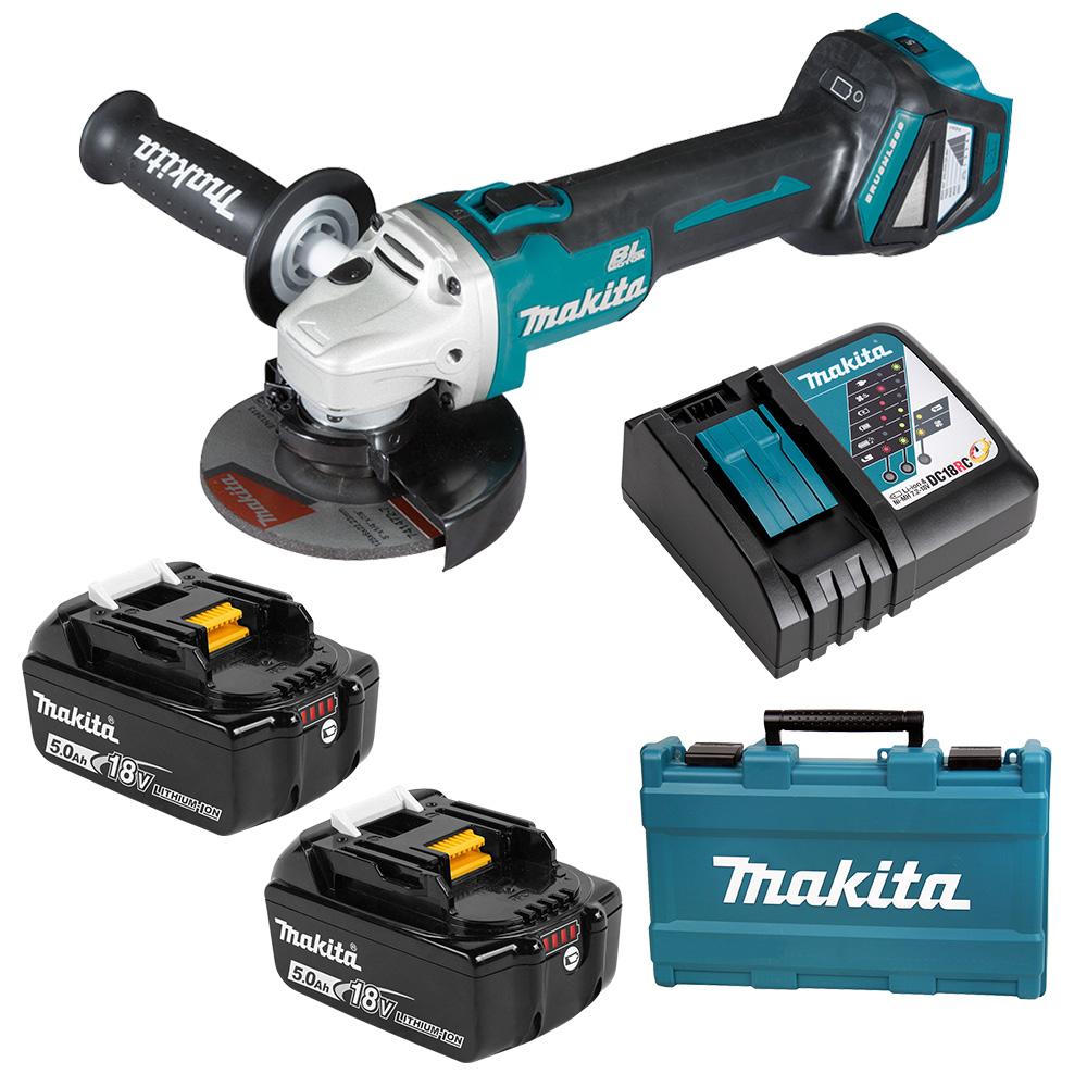 Makita DGA511RTE 18V 5.0Ah Li-ion Brushless Cordless 125mm (5") Slide Angle Grinder Combo Kit – image 1