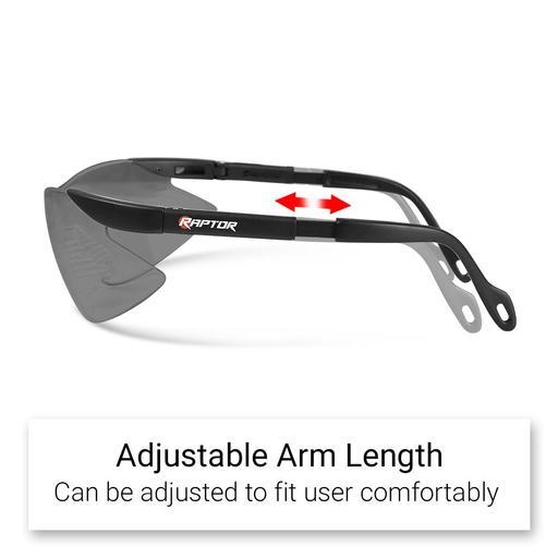 Raptor MG38T Premium Adjustable Safety Glasses with Grey Tint Lens – image 3