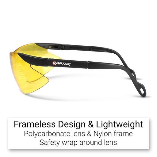 Raptor MG38Y Premium Adjustable Safety Glasses with Yellow Tint Lens – image 3