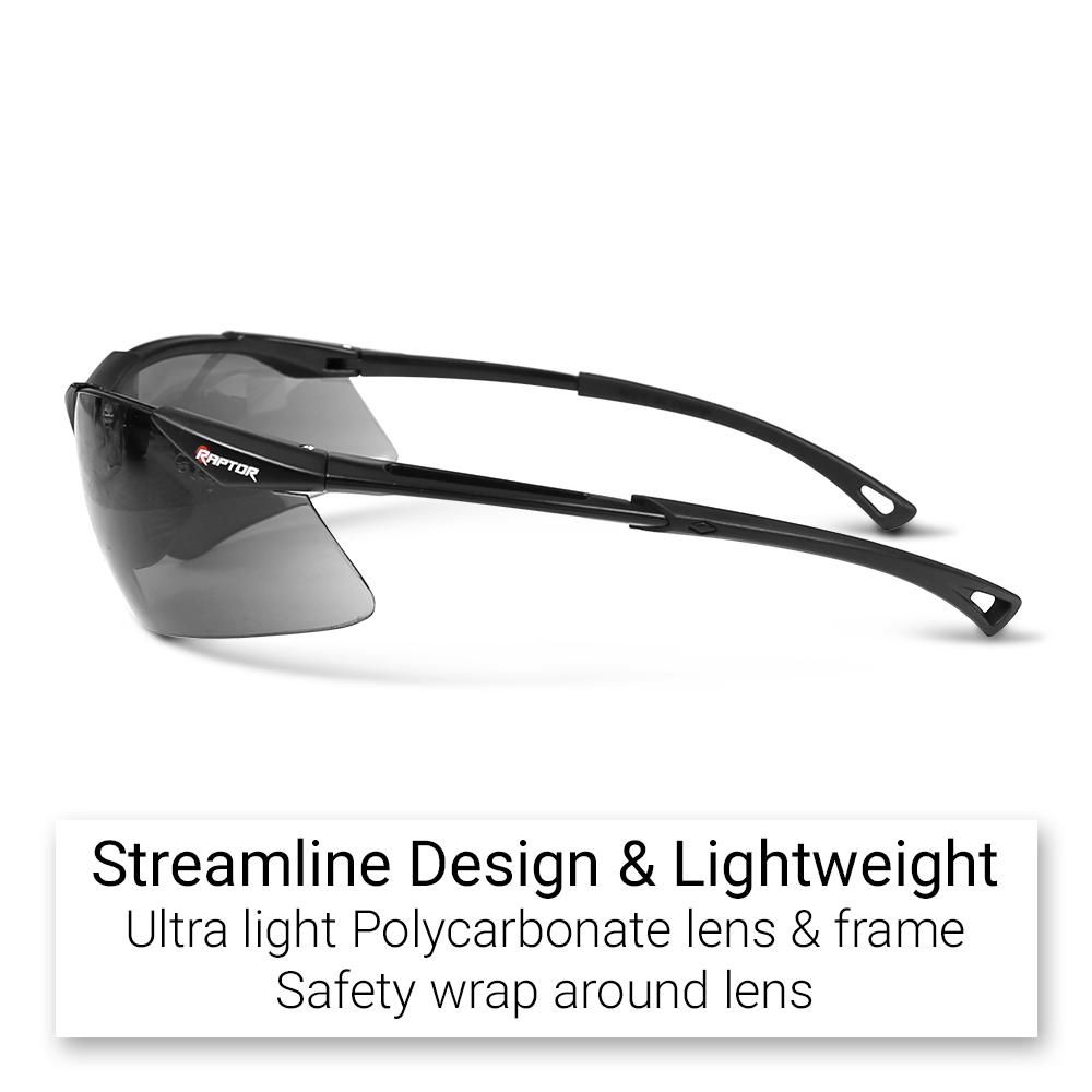 Raptor MG24T-3 Premium Maximum Comfort Safety Glasses with Grey Tint Lens – image 4