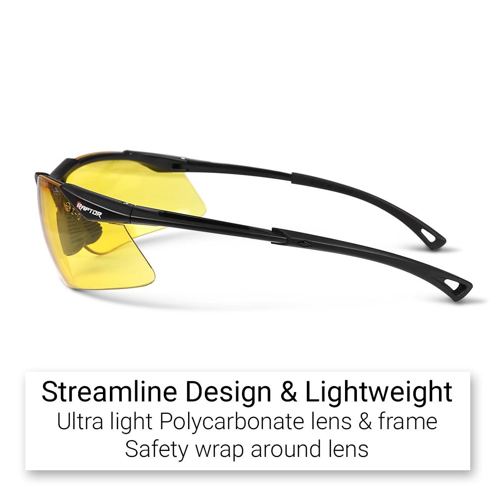 Raptor MG24Y Premium Maximum Comfort Safety Glasses with Yellow Tint Lens – image 3