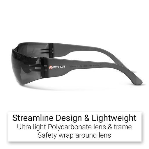 Raptor MG96T Ultra Light Safety Glasses with Grey Tint Lens – image 3