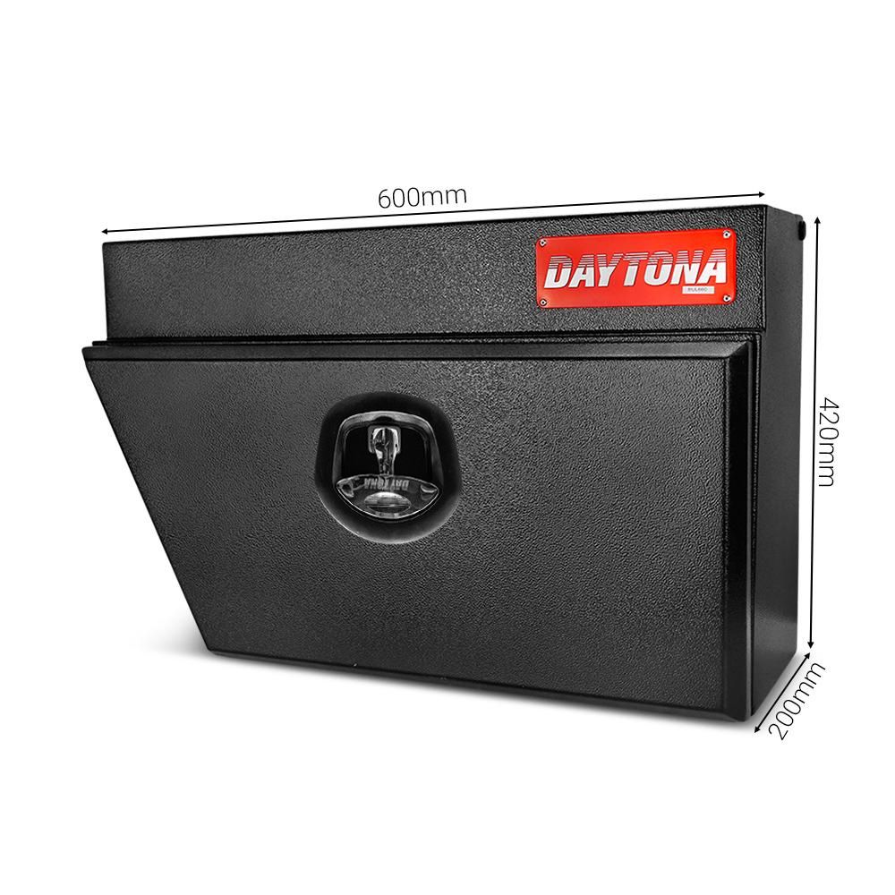 Daytona BUL600 2mm LEFT 600mm x 200mm x 420mm Steel Underbody / Under Tray Black Storage Box – image 2