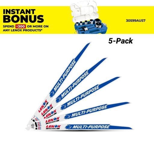 Lenox 20583110R 300mm 10/14TPI All Purpose Bi-Metal Reciprocating Saw Blade - 5 Pack