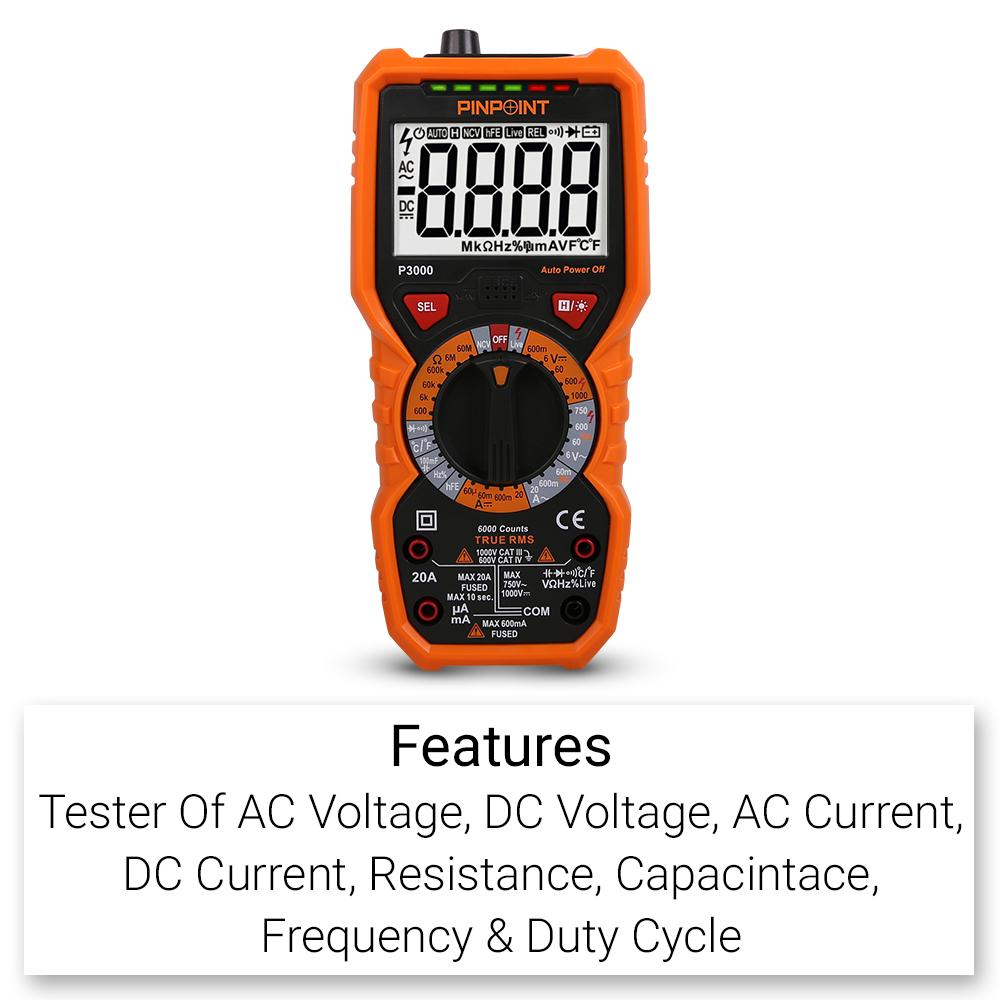 Pinpoint P3000 6000 Counts Digital Multimeter With True RMS Frequency Temperature – image 6