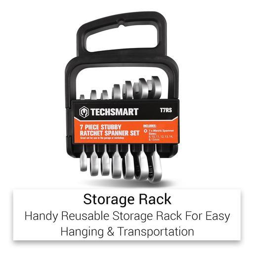 Techsmart T7RS 7 Piece Metric Stubby Ratchet Spanner Set – image 2
