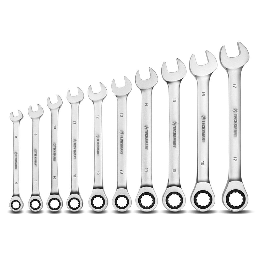 Techsmart T10MG 10pce Metric Ratchet Spanner Set – image 1
