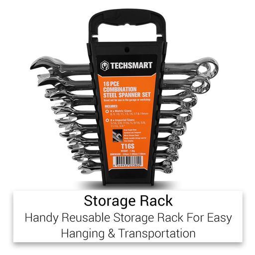 Techsmart T16S 16 pce Metric & AF Combination Spanner Set – image 2
