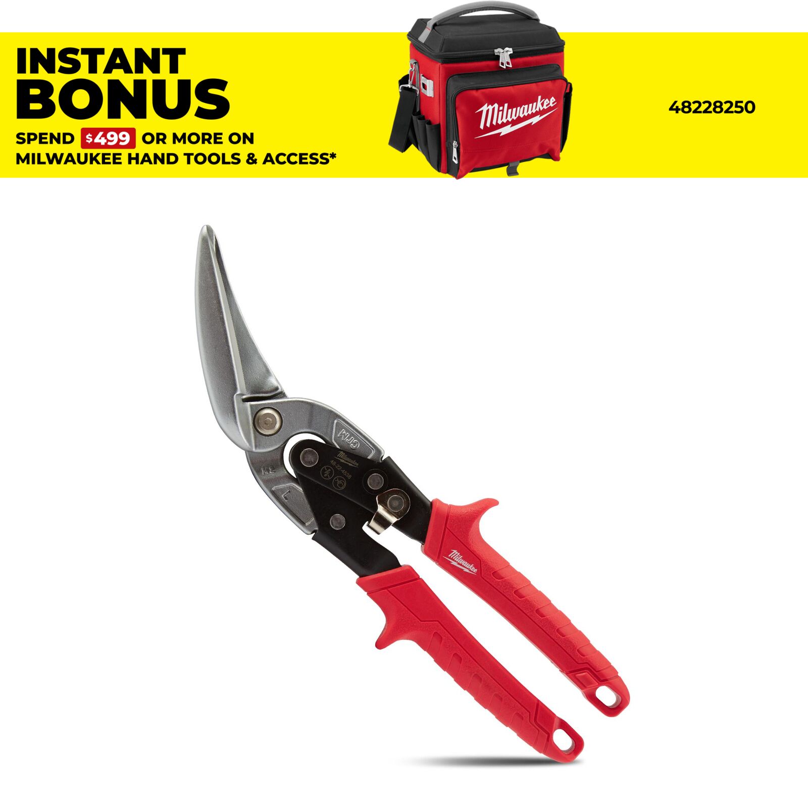 Milwaukee 48224538 Long Offset Left Cut Aviation Snips – image 1