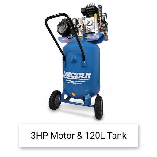 Lincoln LBV120 3HP Vertical 120L Belt Drive Air Compressor – image 3
