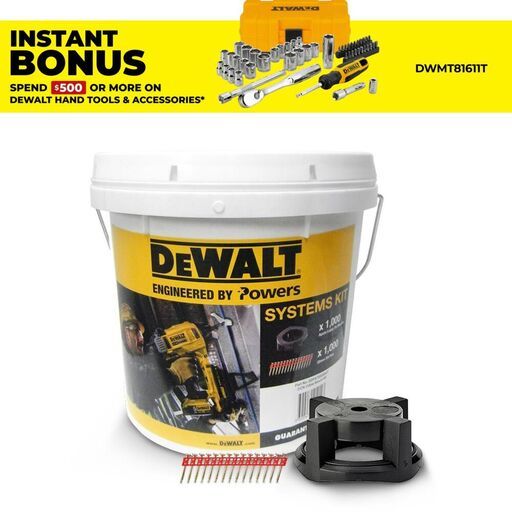 DeWalt DDF6720050KIT CNN Cable Tie Mounts & Pins Kit to suit DCN890 Concrete Angled Nailer